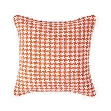 Homescapes Houndstooth Cotton Cushion Cover Orange - 60 x 60 cm | Orange | Orange | 60 x 60 cm