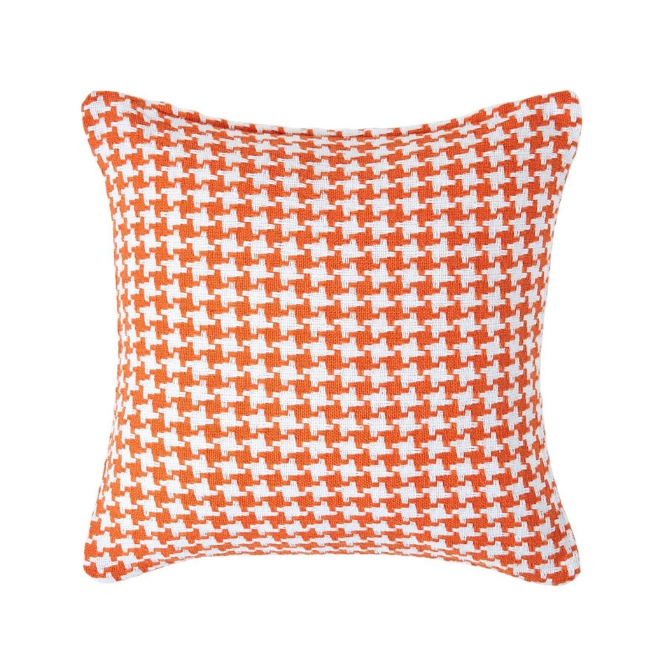 image 1 of Homescapes Houndstooth Cotton Cushion Cover Orange - 60 x 60 cm | Orange | Orange | 60 x 60 cm