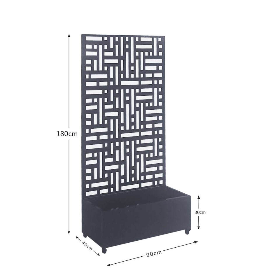 image 1 of Nicoman Metal Outdoor Privacy Screen Panel with Planter | Grey | Grey | 1