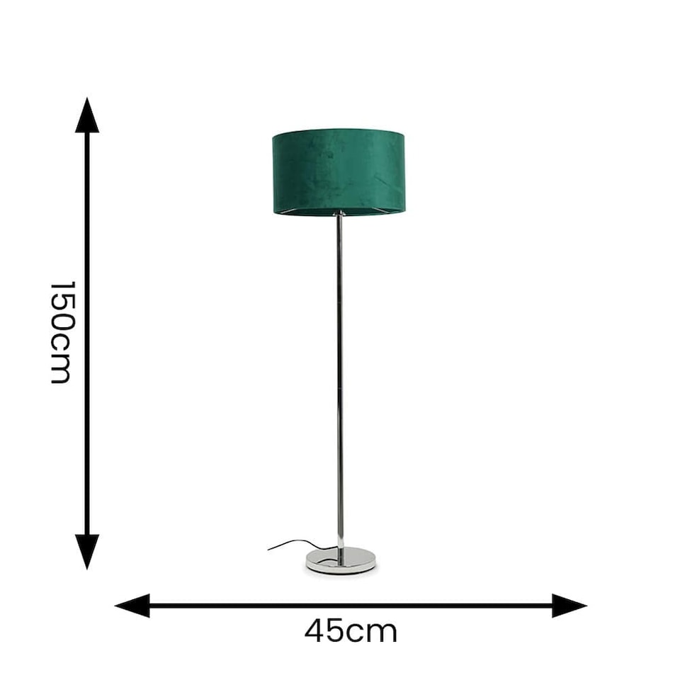 image 1 of ValueLights Charlie Chrome Floor Lamp Green Shade & Bulb | Green