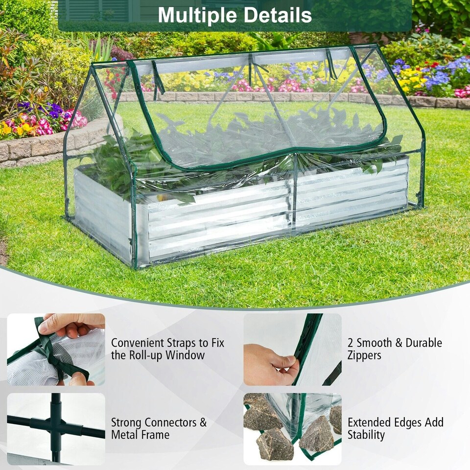 image 1 of COSTWAY Galvanized Raised Garden Bed Outdoor Planter Box Silver