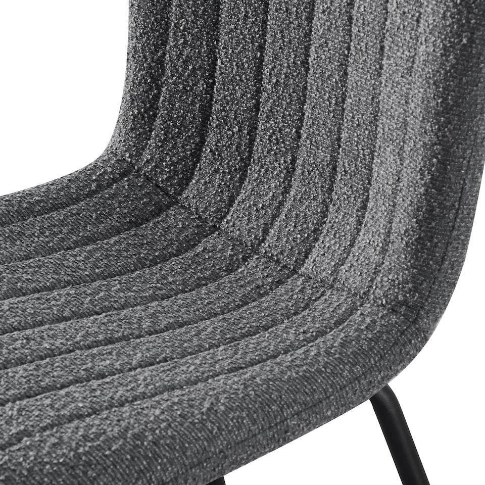 image 1 of Set of 6 Teddy Faux Fur Stitched Design Dining Chairs Dark Grey Bella by MCC