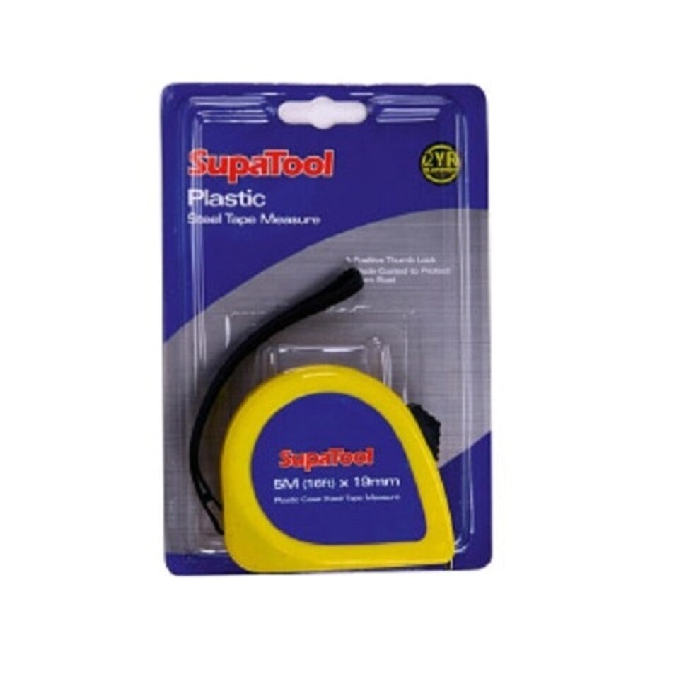 image 1 of SupaTool Plastic Tape Measure - Blue/Yellow/Black - 1.9cm