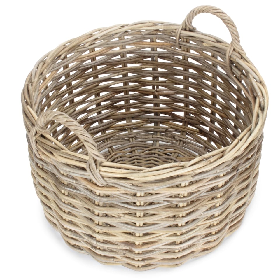 image 1 of Small Curved Base Rattan Storage Basket