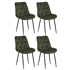 SONARA Modern Set of 4 Velvet Dining Chairs with Ergonomic Upholstered Seat | Green | sage green