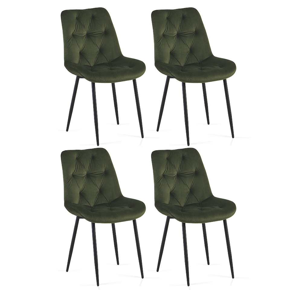 image 1 of SONARA Modern Set of 4 Velvet Dining Chairs with Ergonomic Upholstered Seat | Green | sage green
