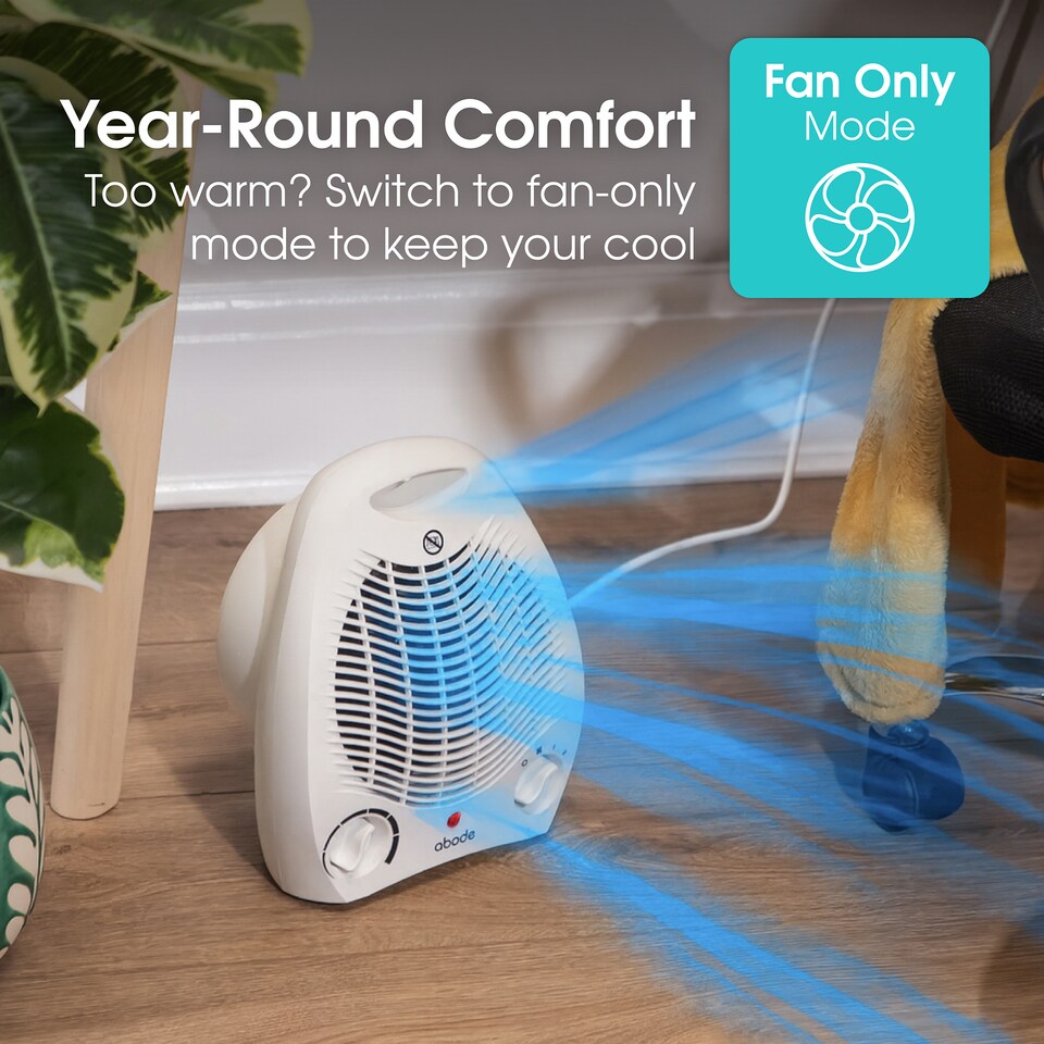 image 1 of Abode AFH1002 Electric Heater White 2000W Cooling Fan Mode with 2 Heat Settings