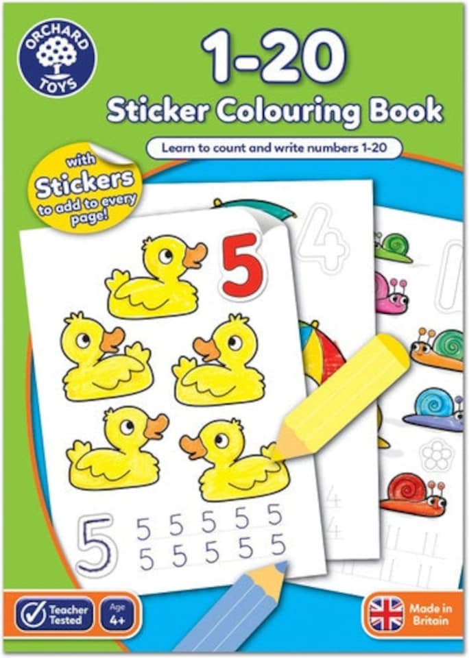 image 1 of Orchard Toys 1-20 Sticker Colouring Book