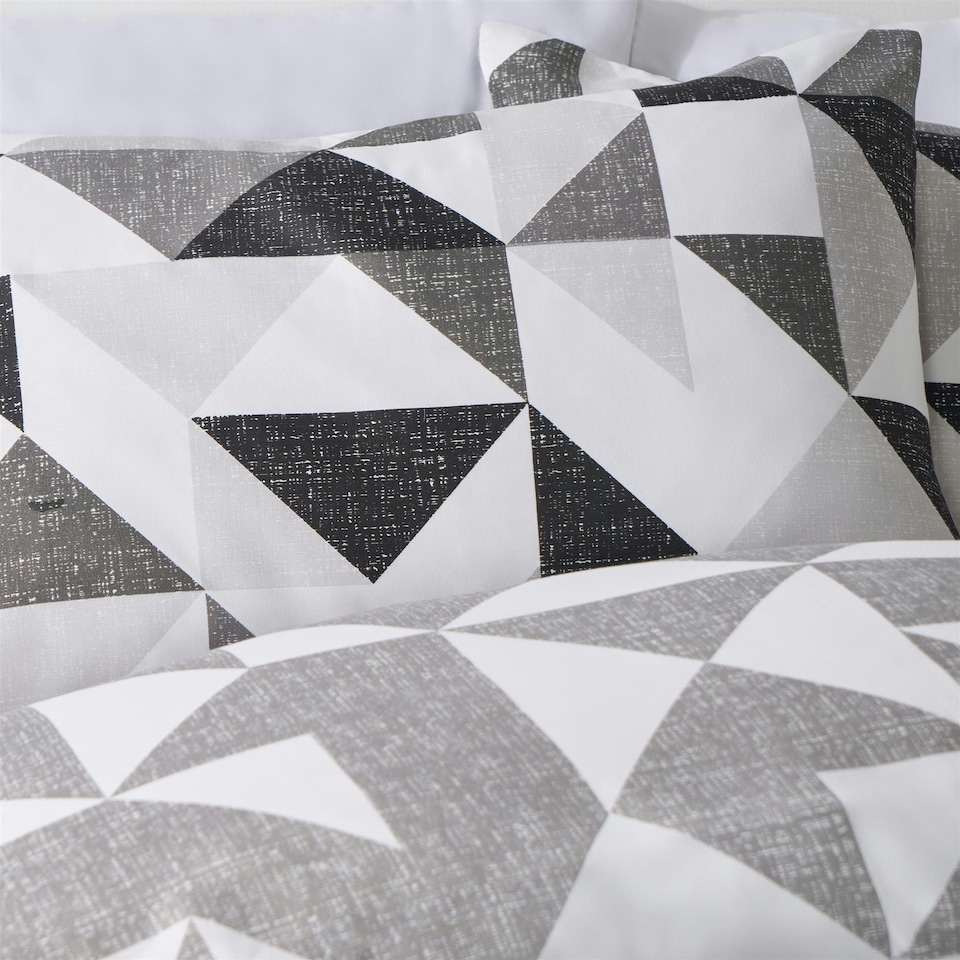 image 1 of OHS Abstract Shapes Reversible Print Soft Duvet Cover Bedding Set, King - Monochrome Multi | Monochrome | King