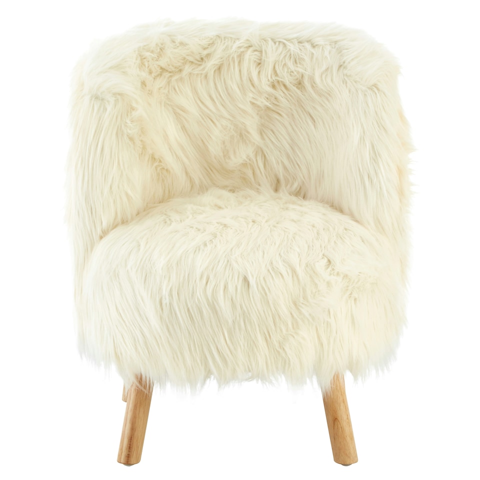 image 1 of Premier Kids White Faux Fur Chair, Backrest Indoor Accent Chair, Easy to Clean Small Lounge Chair