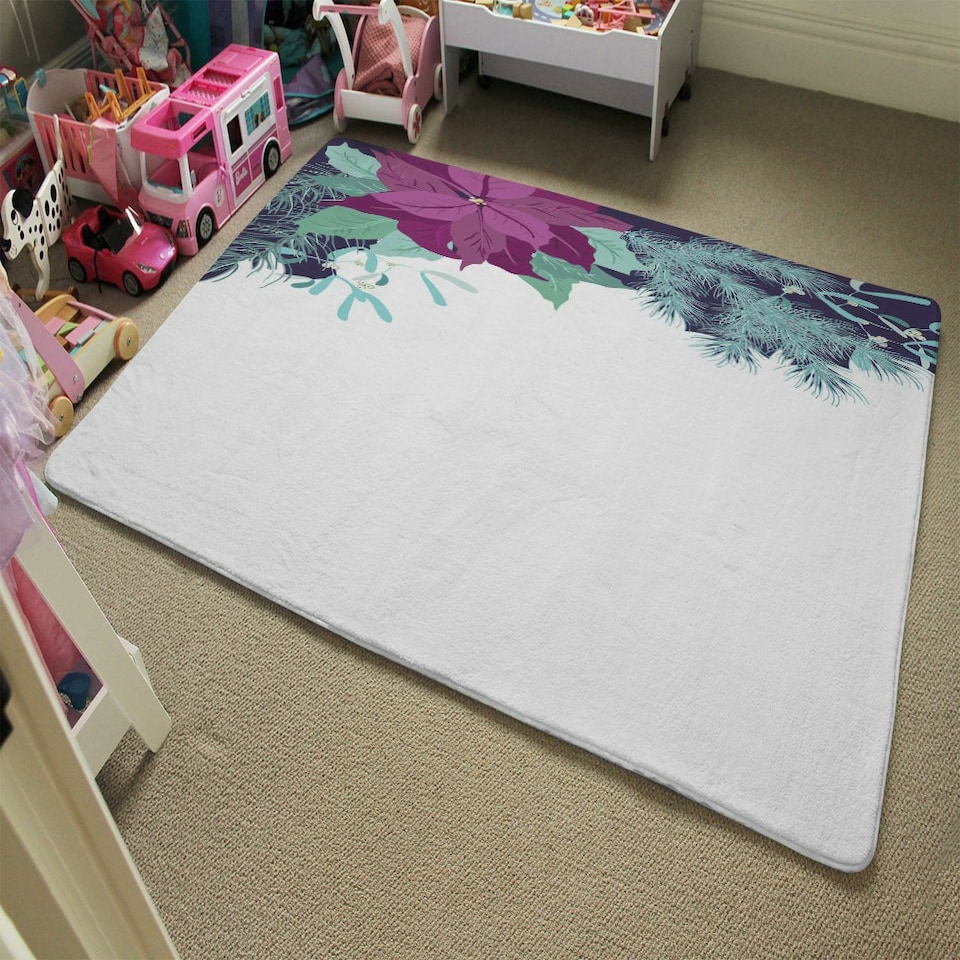 image 1 of Purple & Blue Flowers (Rug) Blue | XL: 160x230cm