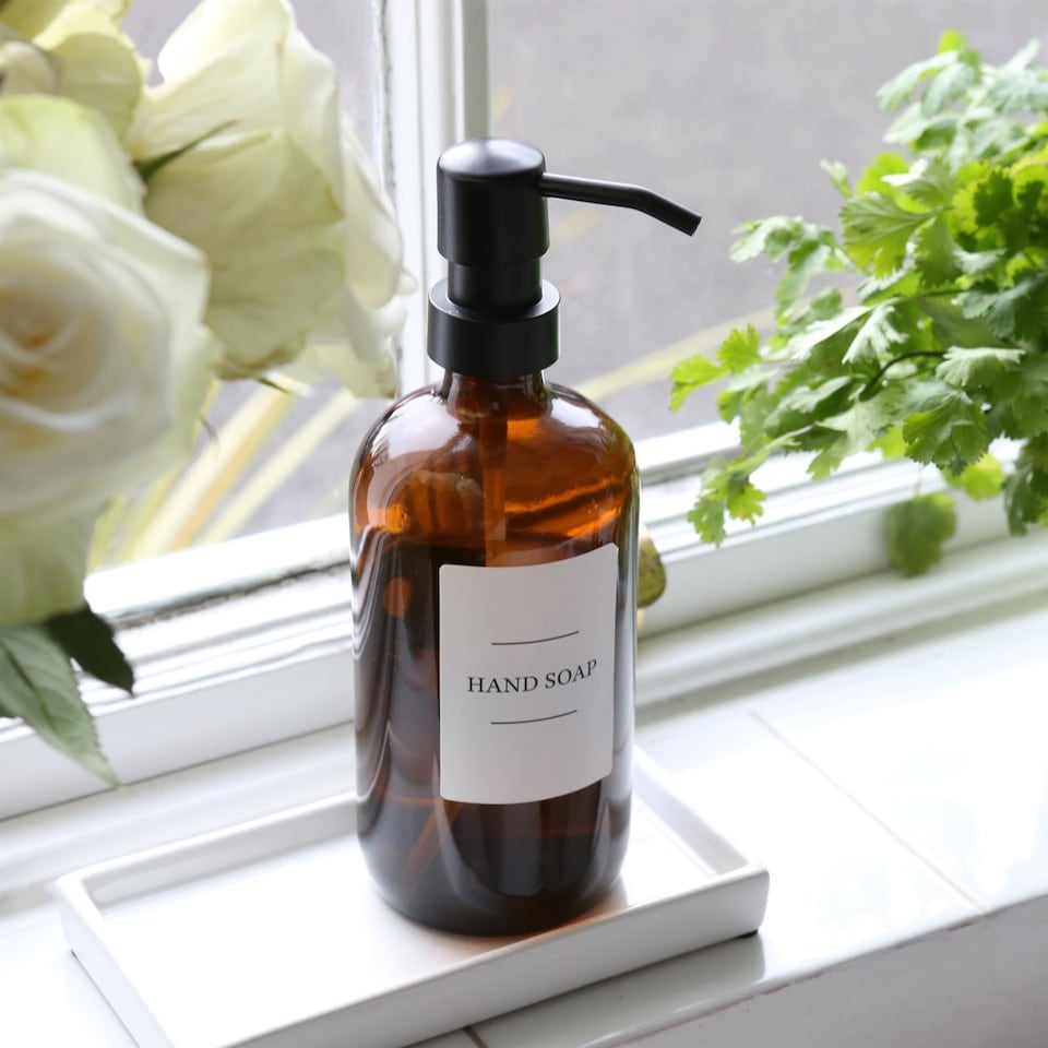 image 1 of Harbour Housewares Glass Soap Dispensers - 500ml - Amber - Pack of 2