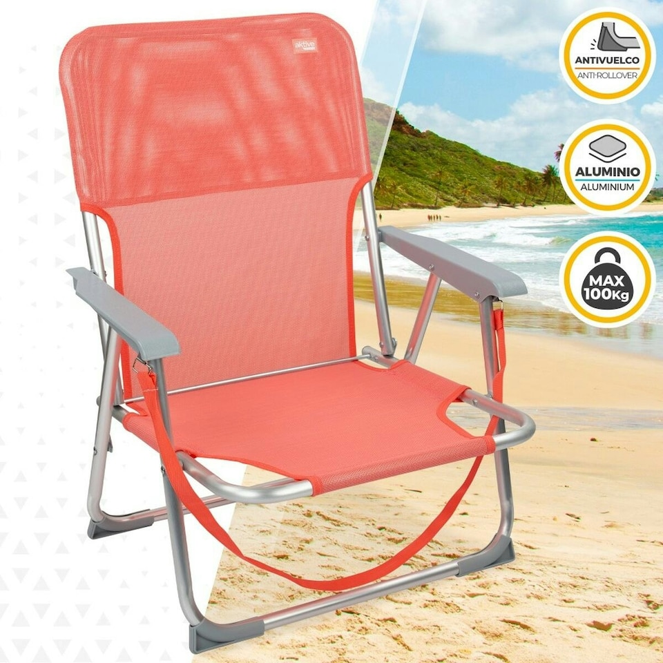 image 1 of Folding Chair Aktive Flamingo Coral 44 x 72 x 35 cm (4 Units) N/A