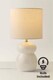 image 4 of ValueLights Kendal Natural Linen Drum Shade Beige Glazed Ceramic Table Lamp & Bulb | White