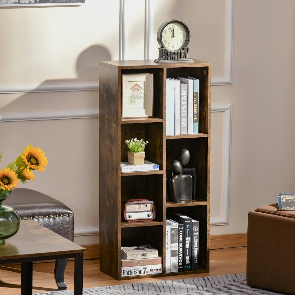 image 1 of HOMCOM Bookcase Modern Bookshelf Cabinet for Home Office Rustic Brown