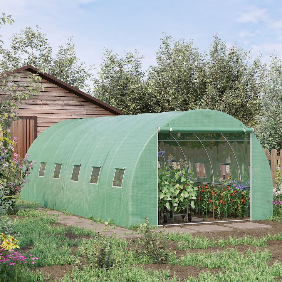 image 1 of Outsunny Greenhouse Polytunnel Walk-in Flower Plant Steel 6 x 3 M Outdoor