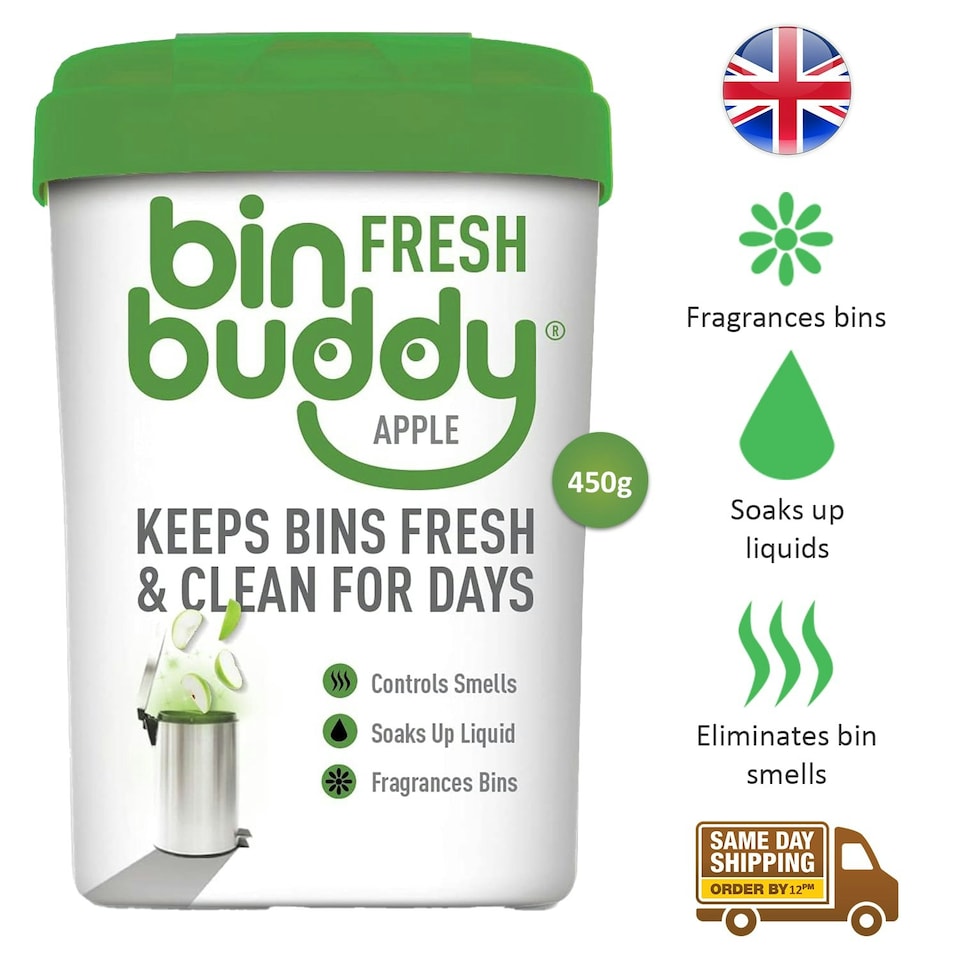 image 1 of Bin Buddy Fresh Apple Fragrance Powder Socks Mess Wheelie Dustbin Freshener 450G N/A