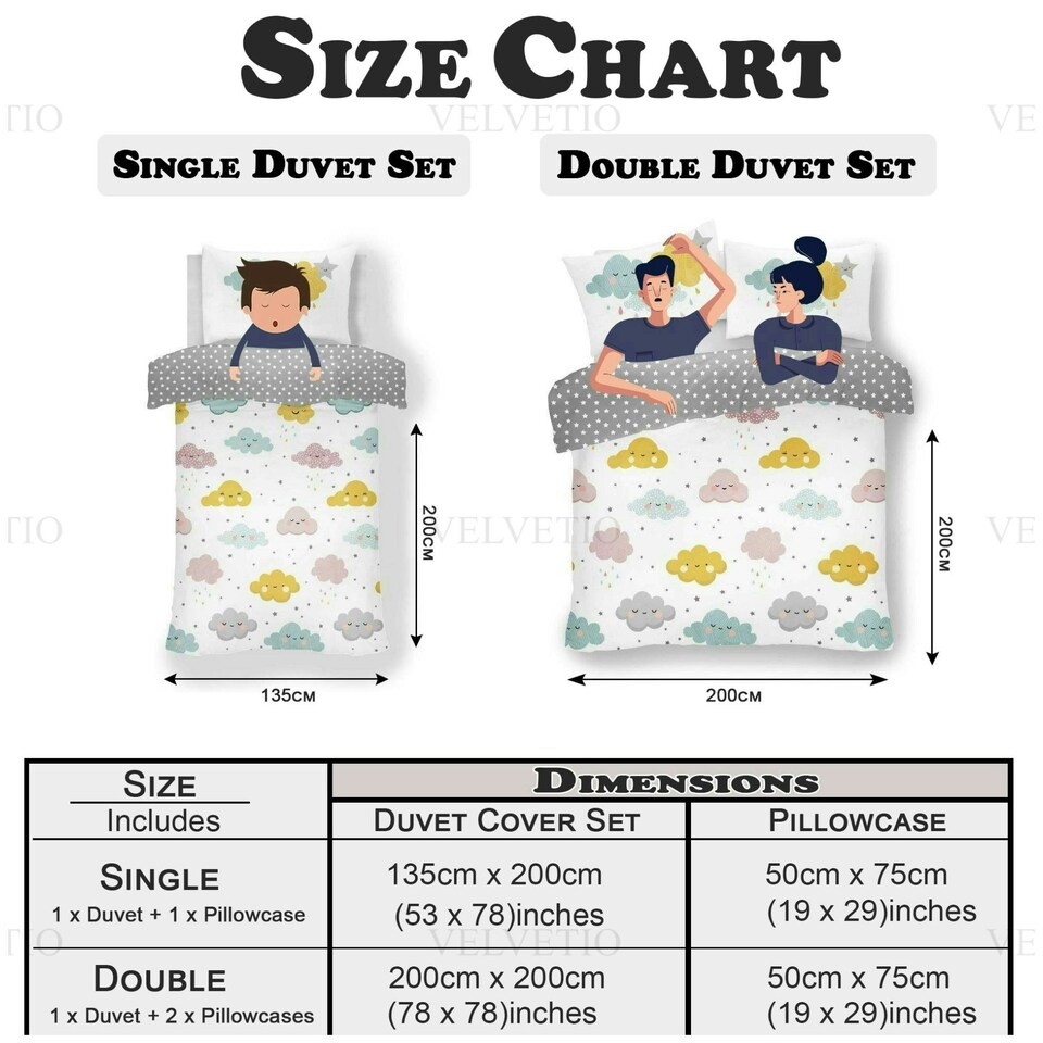 image 1 of VELVETIO Happy Clouds Duvet Cover Set Easy Care Kids Bedding Coverlet Multi | Single