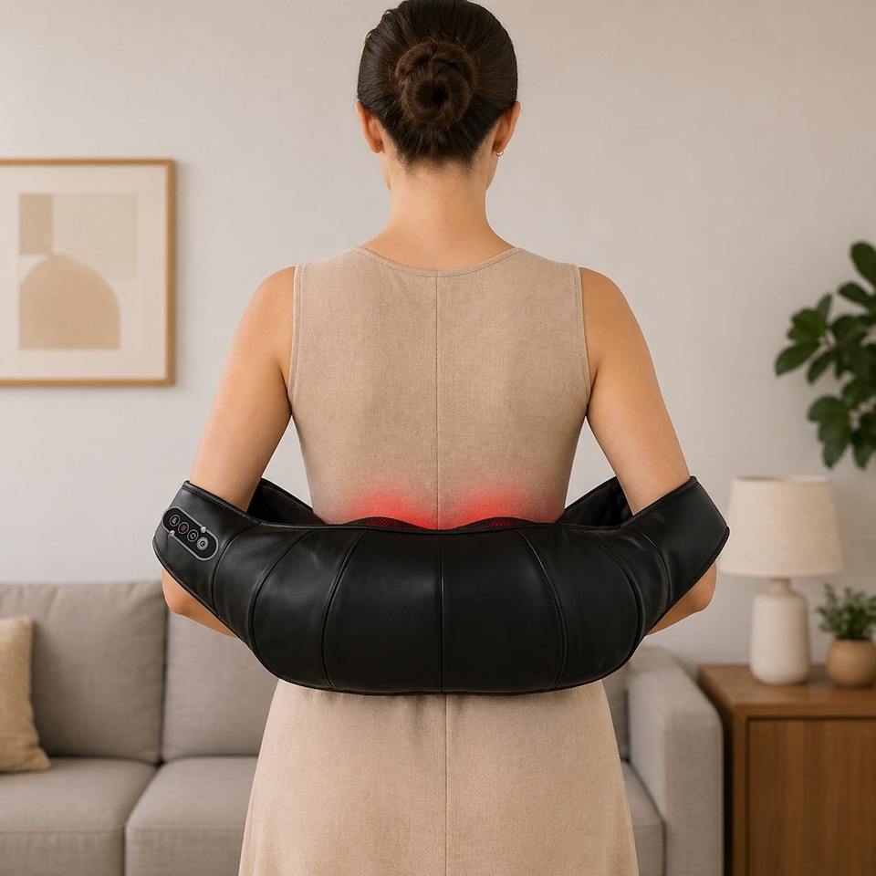 image 1 of HOMCOM Neck Massager with Heat, Deep Tissue Shiatsu 3D Kneading Massager