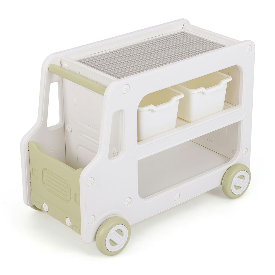 image 1 of COSTWAY Kids Storage Organizer Car Shaped Cabinet w/Storage White