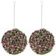 image 6 of HOMCOM Set of 2 Artificial Plant Topiary Rose Balls, Faux Plants, Purple