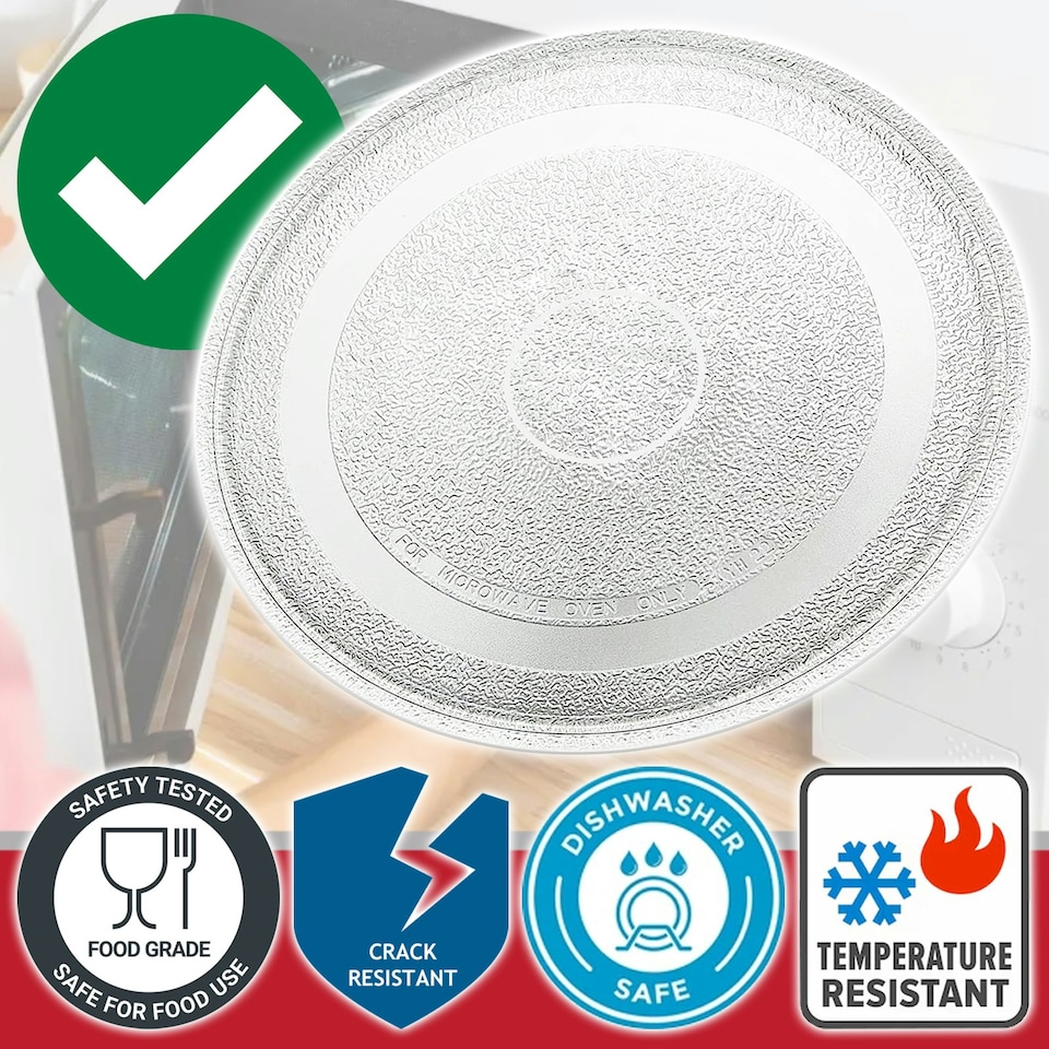 image 1 of SPARES2GO Universal Microwave Turntable Plate Smooth Flat Glass Dish Tray (10.65" / 27cm / 270mm)