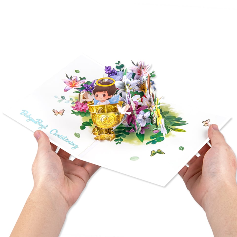image 1 of Blessed Beginnings Boy’s Baptism 3D Pop Up Christning Card
