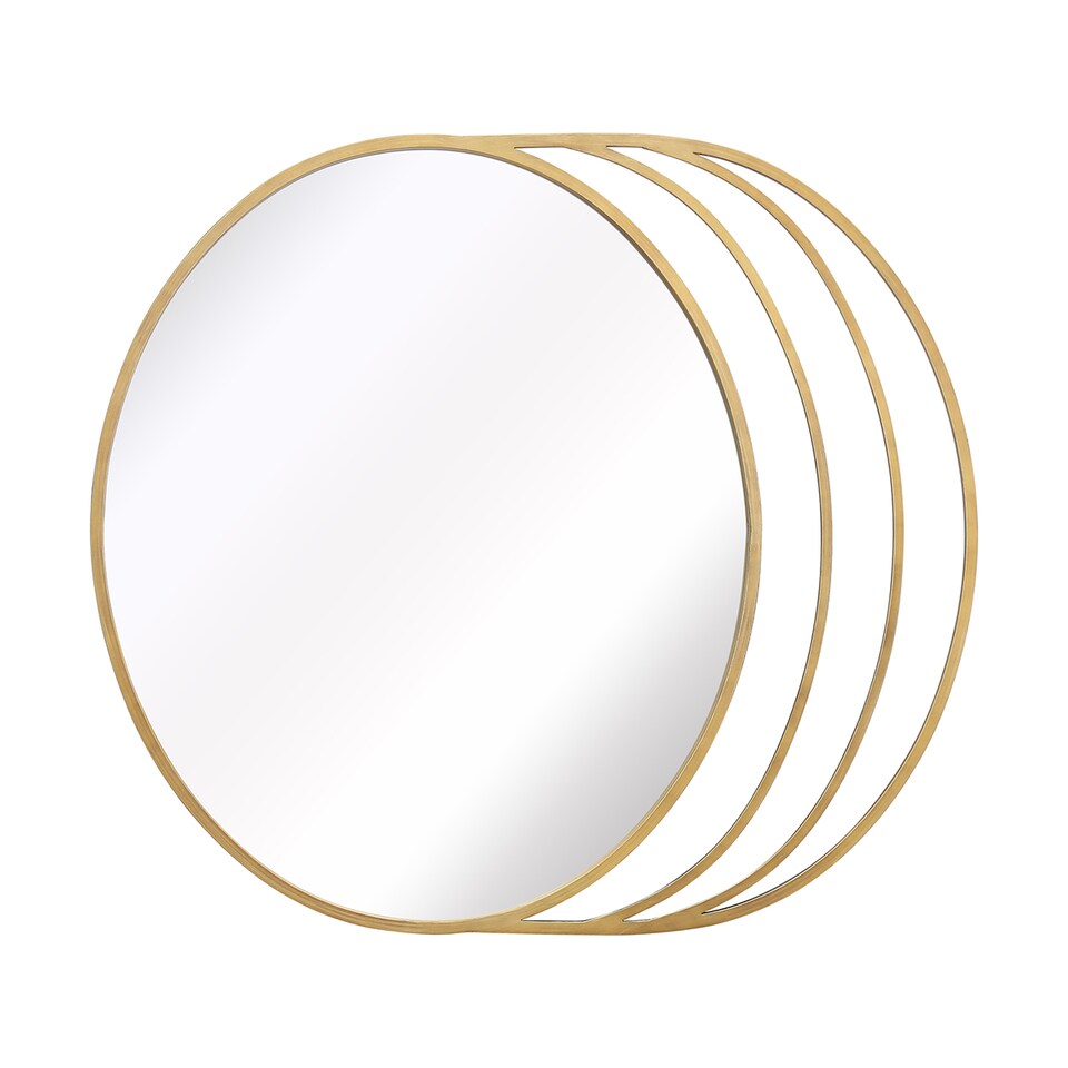 image 1 of Charles Bentley Prague Round Mirror Gold Coloured Weather Resistant Wall Mount