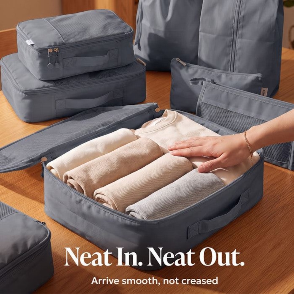 image 1 of Lugg Compression Packing Cubes 8 Piece Travel Suitcase Organiser Set