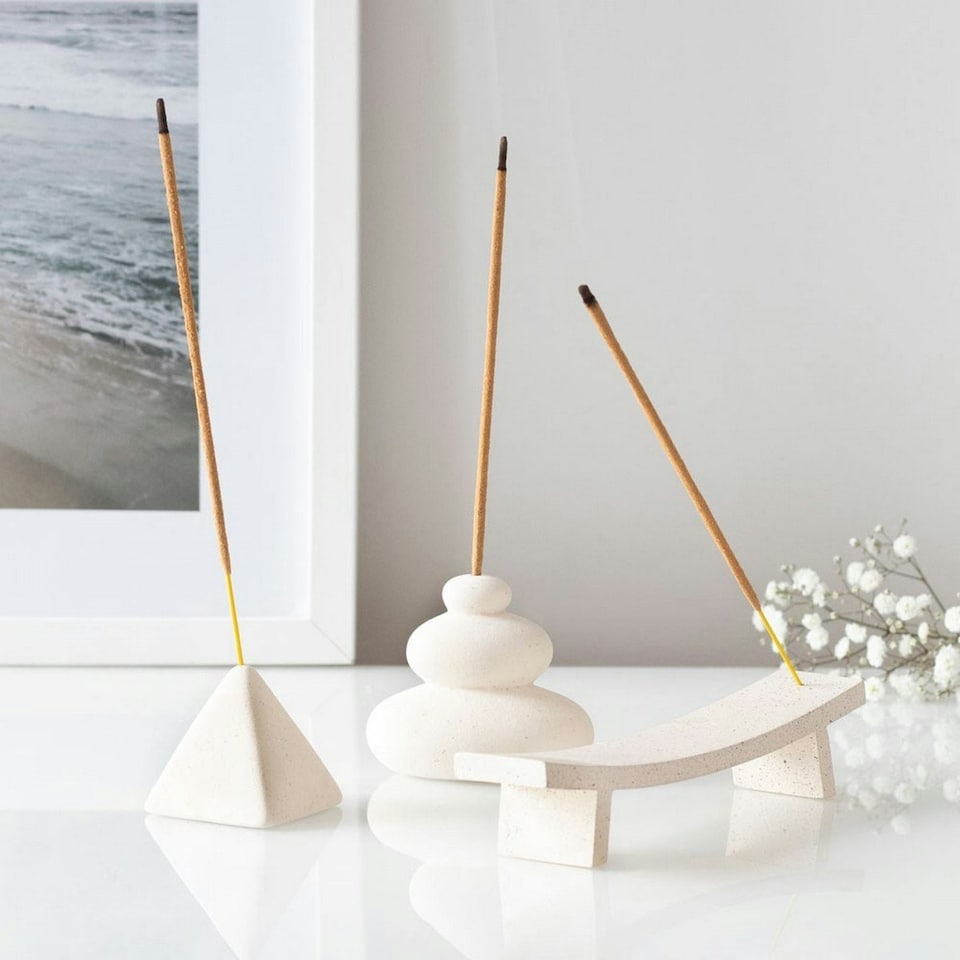 image 1 of Something Different Wave Incense Stick Holder - Cream - One Size