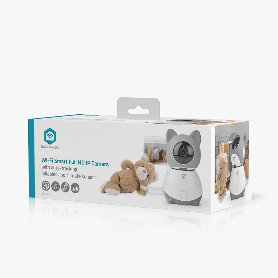image 1 of NEDIS Smart Wifi Baby Monitor, Indoor Camera Full HD, Night Vision, PTZ, Motion & Sound Detection, 2-Way Audio, Humidity & Temperature Sensor, App Control -White/Grey