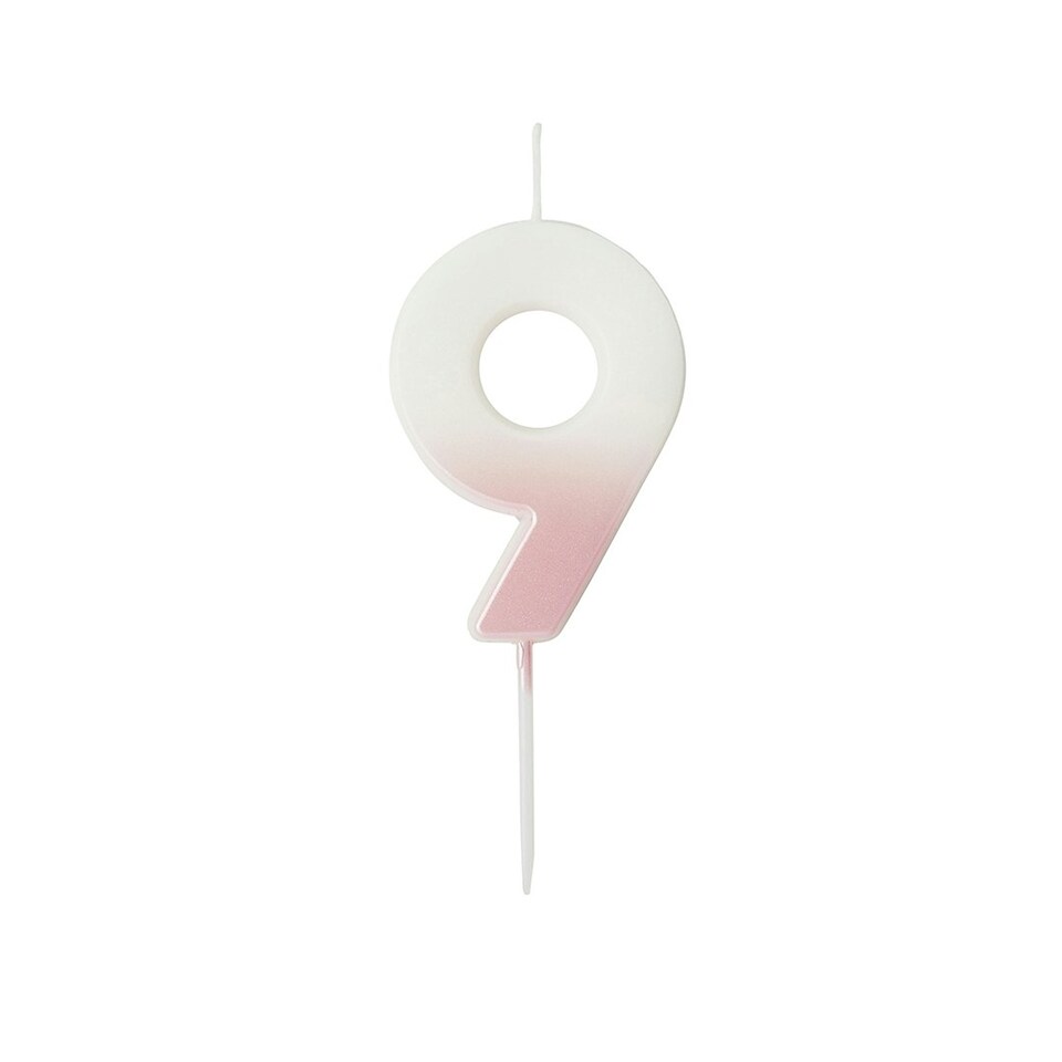 image 1 of Pink Ombre Number '9' Celebration Candle