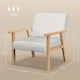 image 3 of HOMCOM Accent Chair with Wood Frame Wide Seat Linen Armchair Cream White