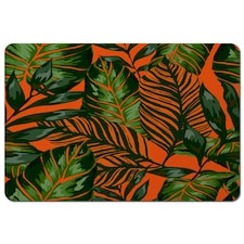 Green Tropical Leaves on Orange (Placemat)