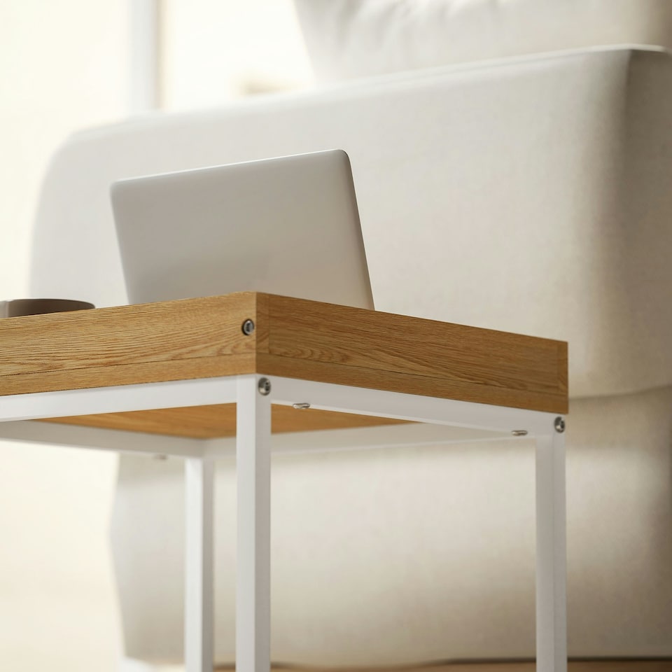 image 1 of HOMCOM Modern Coffee Table Set Square Nest of Tables for Small Space White