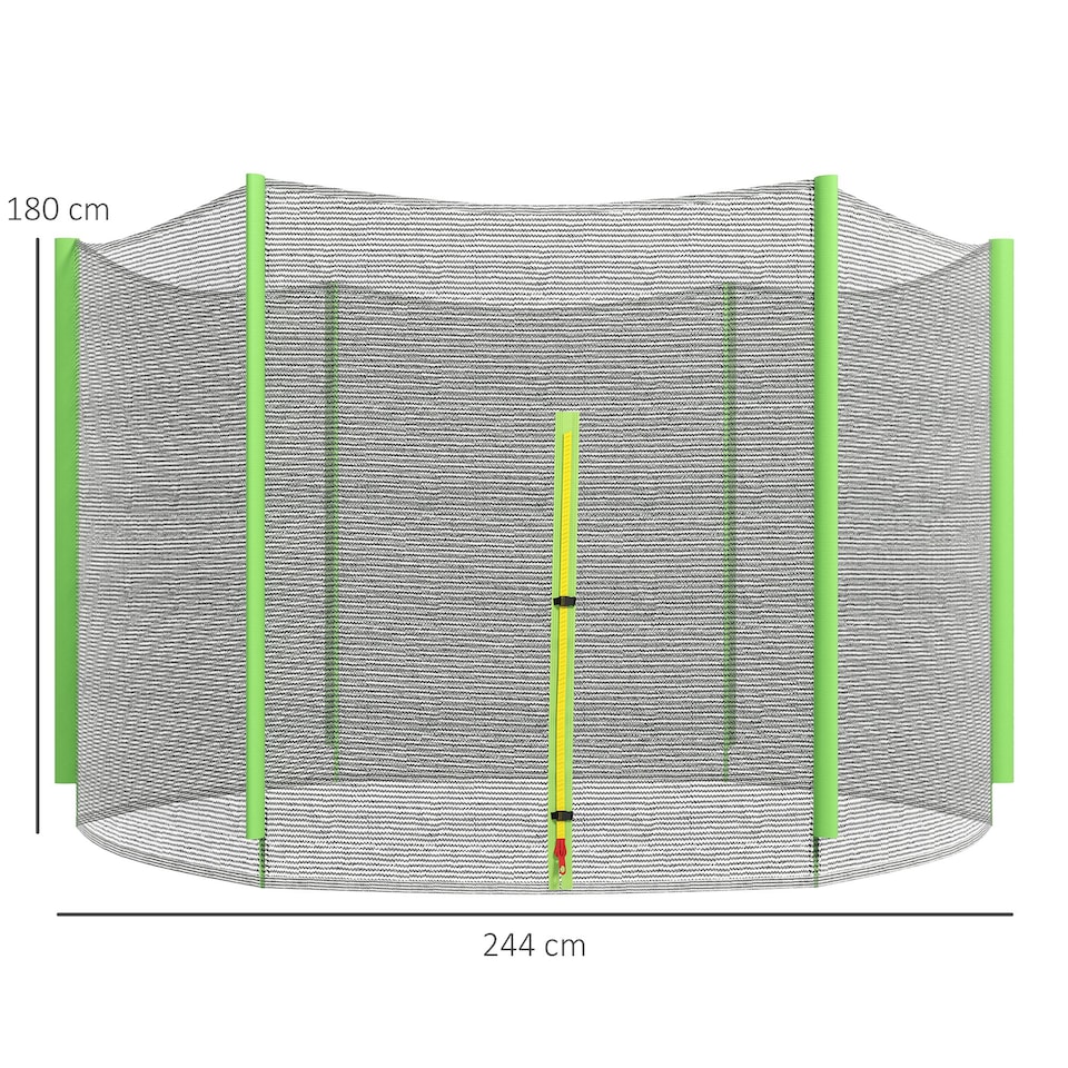 image 1 of SPORTNOW 8ft Trampoline Net Replacement with 6 Plastic Pole Covers, Weather-Resistant Trampoline Netting Replacement with Zipped Entrance, Poles Not Included