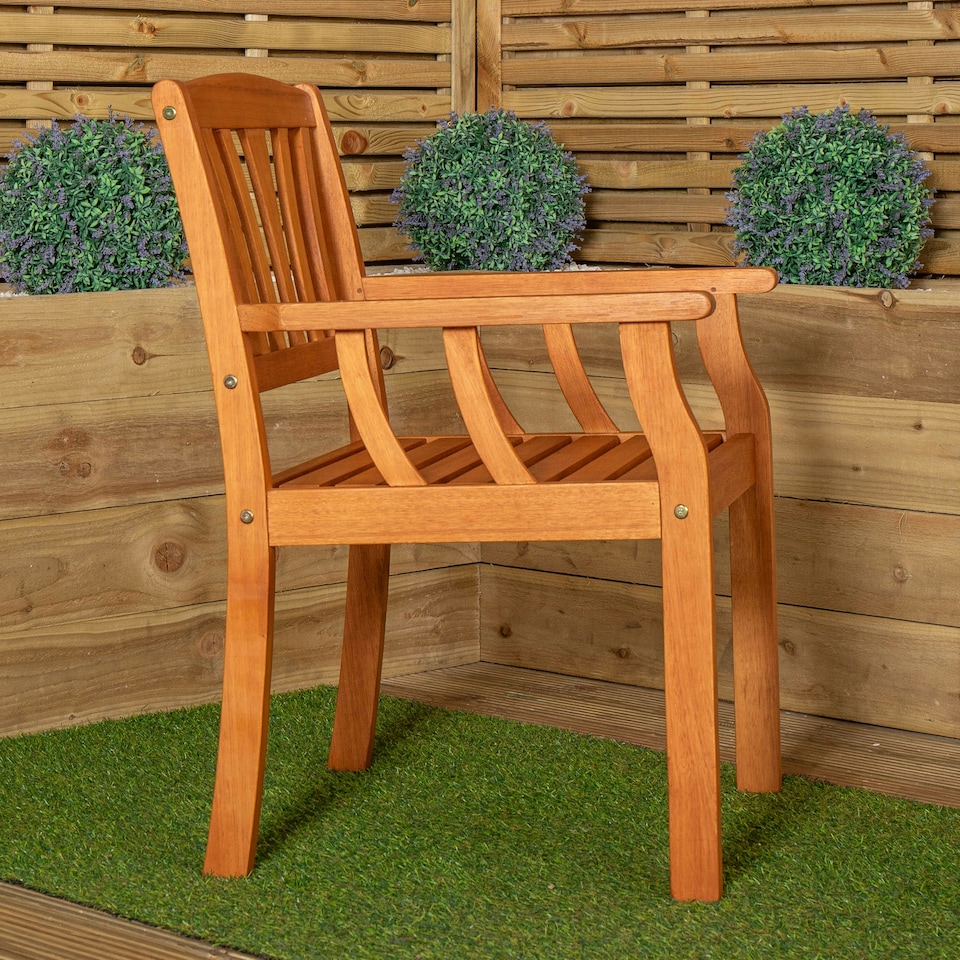 image 1 of Kapalua Outdoor Wooden Garden Slatted Dining Chair Brown