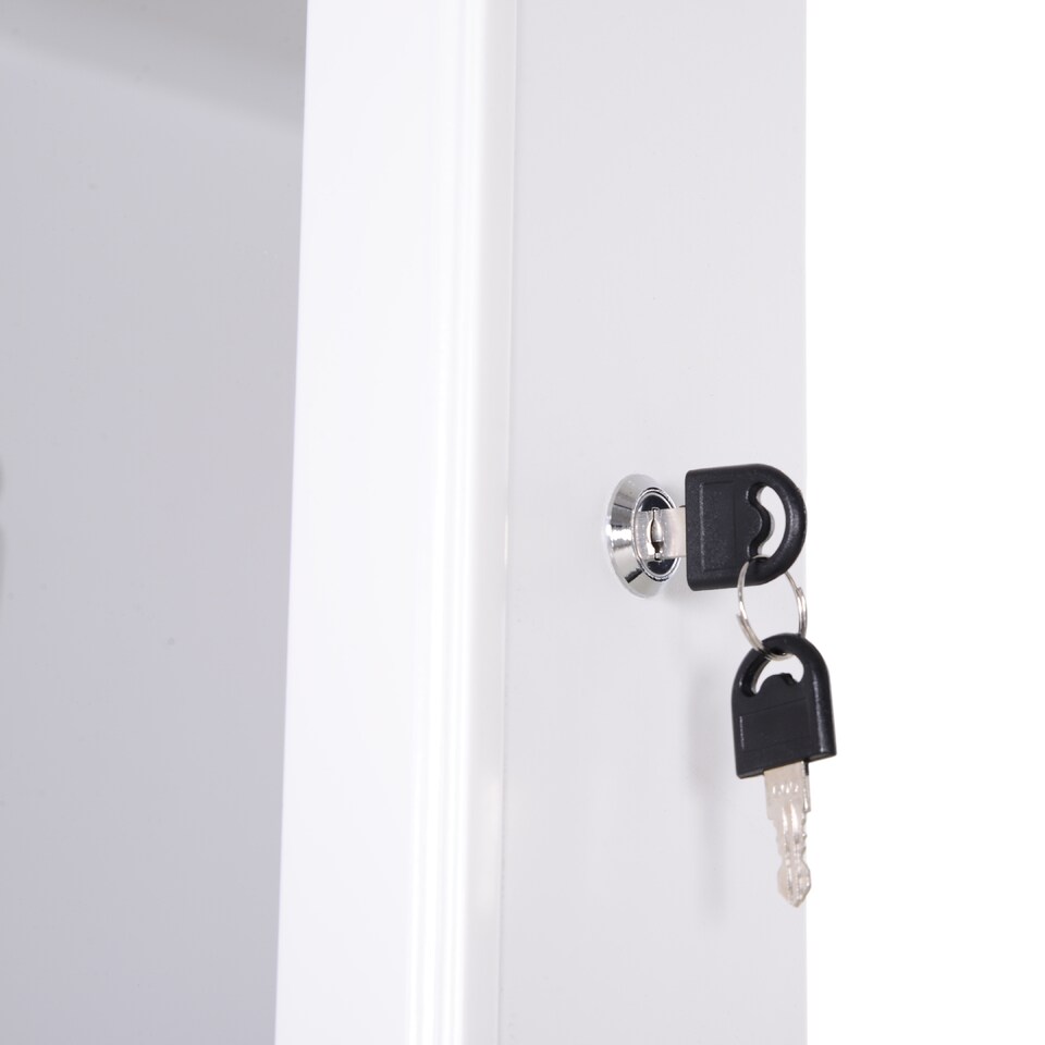 image 1 of HOMCOM Jewellery Cabinet with led, mirroir Cabinet Armoire Floor Standing Flip-over Makeup Shelf Organizer with lock white