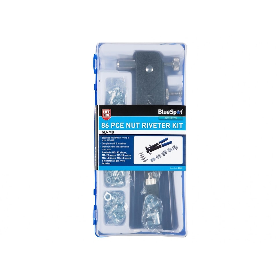 image 1 of Bluespot Tools Nut Riveter Kit (m3-m8) 86 Piece | Multi | Multi Colour | One Size | 1