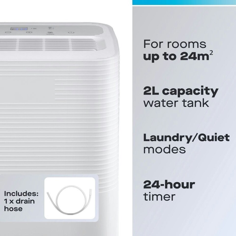 image 1 of Daewoo 12L Dehumidifier with Laundry Mode, Quiet & Continuous Drain
