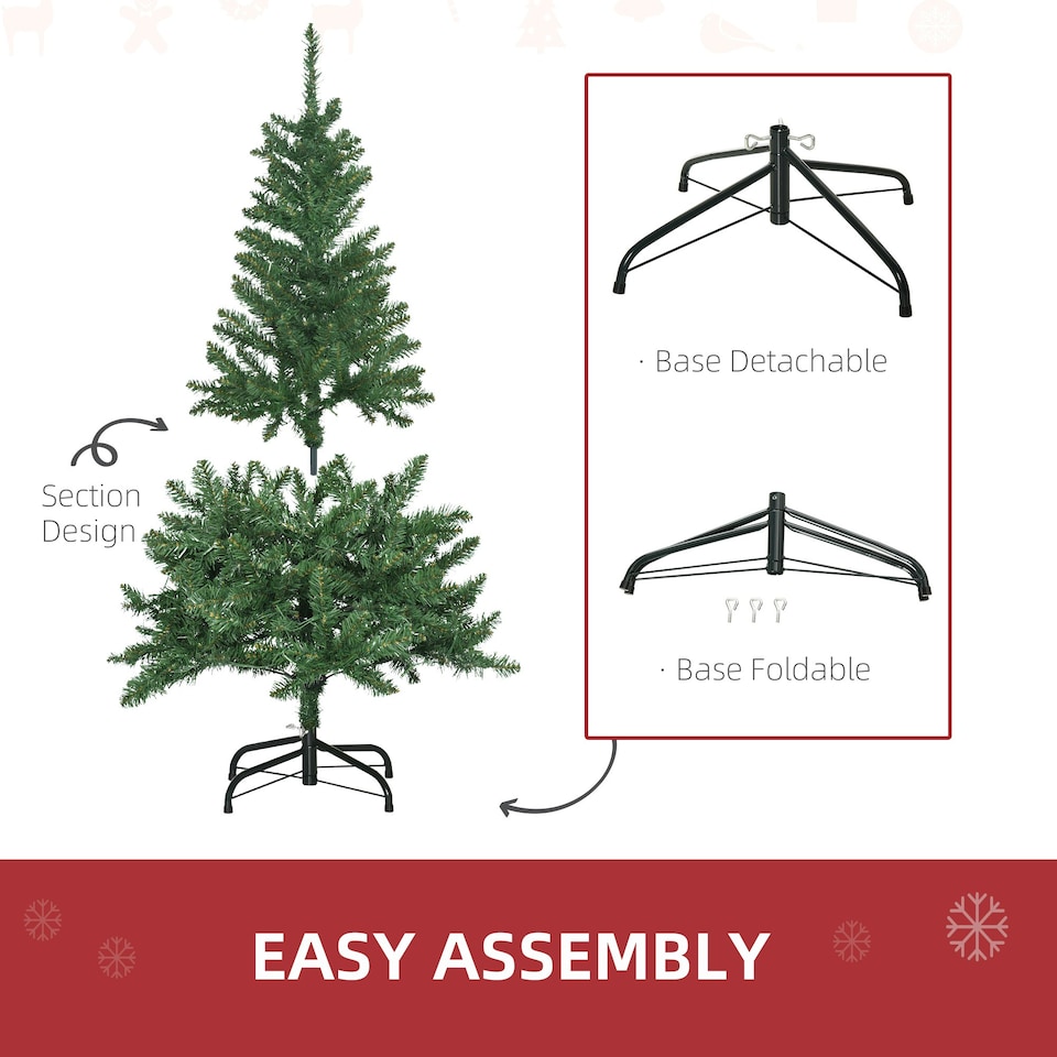 image 1 of HOMCOM 4FT Prelit Artificial Christmas Tree w/ Warm White Light Xmas Decoration