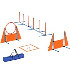 PawHut 6-Piece Dog Agility Equipment, Obstacle Training Course Kit, Orange