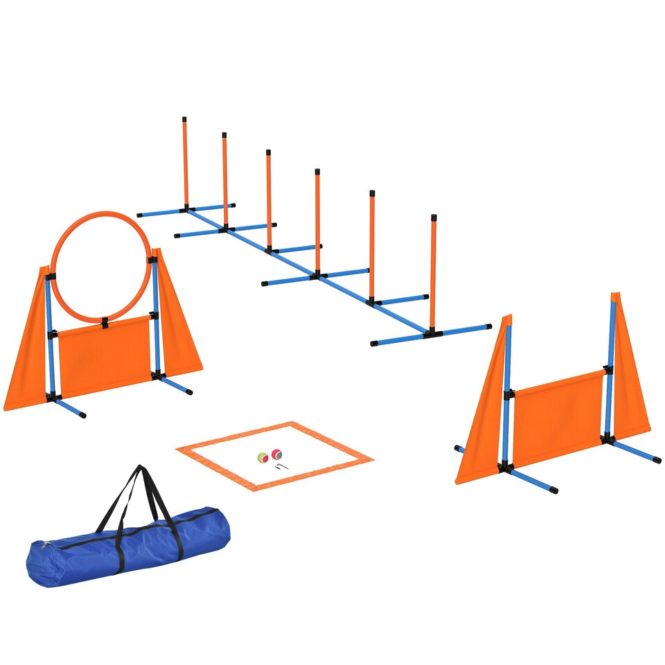 image 1 of PawHut 6-Piece Dog Agility Equipment, Obstacle Training Course Kit, Orange