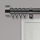 image 1 of Extendable Curtain Pole Flat Curtain Rail Pole Set Includes Rings, Finials, Brackets & Fittings - Black Nickel - 440cm to 218 cm (15" to 86")