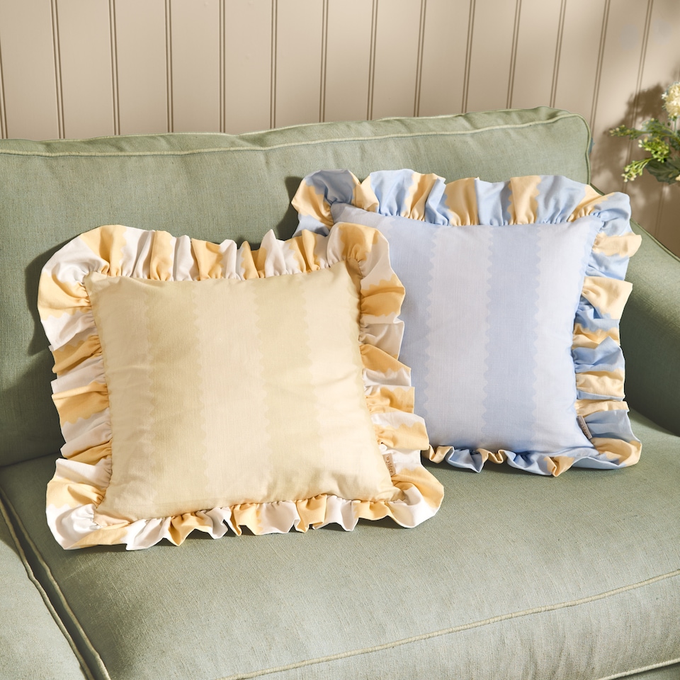 image 1 of Wylder Birdie Stripe Ruffle Cushion