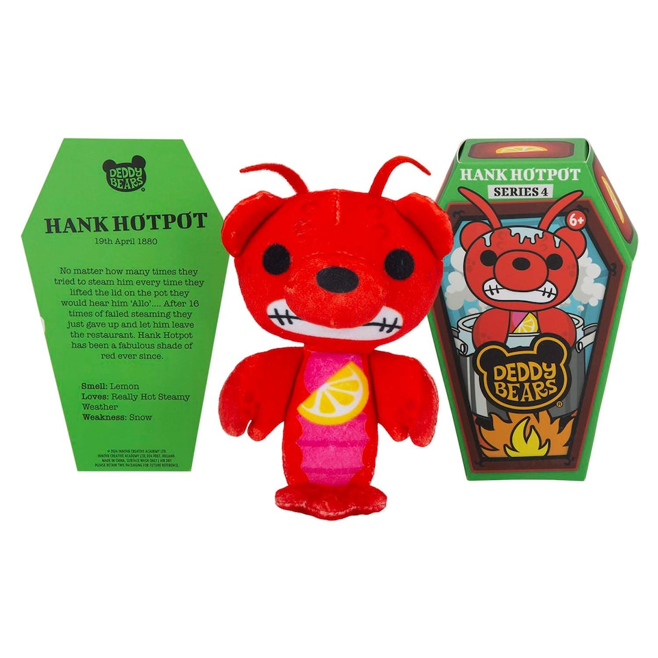 image 1 of vfm-estore Deddy Bears Hank Hotpot Soft Toy 14 x 15 x 8 cm - Red