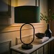 image 1 of ValueLights Antonia Forest Green Fabric Drum Lamp Shade Matte Black Oval Table Lamp Black