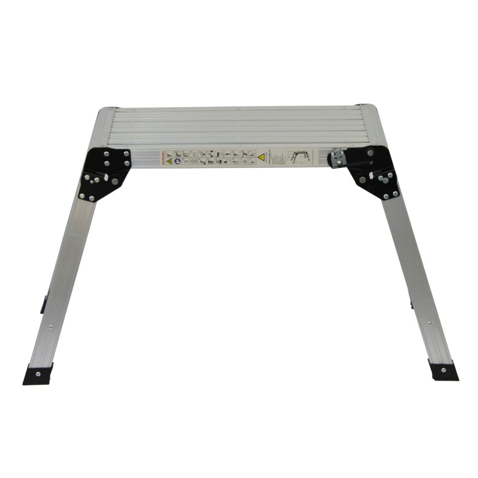 image 1 of Oypla 150kg Folding Aluminium Work Platform Step Up Bench Ladder EN131 Silver