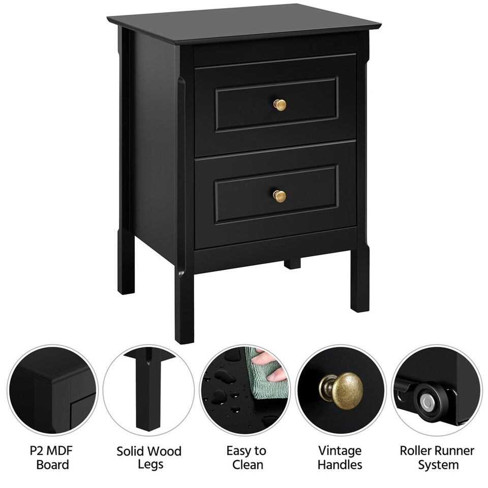 image 1 of Yaheetech 2-Drawer End Table Easy Assembled Black