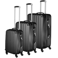 Suitcase Set - 3 hard-shell suitcases with telescopic handle, swivel wheels | Black | black | 1